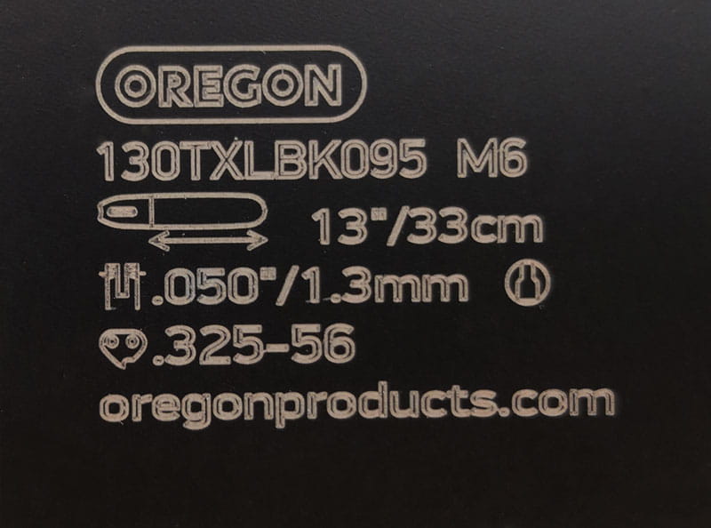 Oznaczenia na prowadnicy Oregon 130TXLBK095